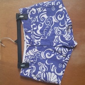 Lilly Pulitzer Blue Shell Print Walsh Shorts sz 0